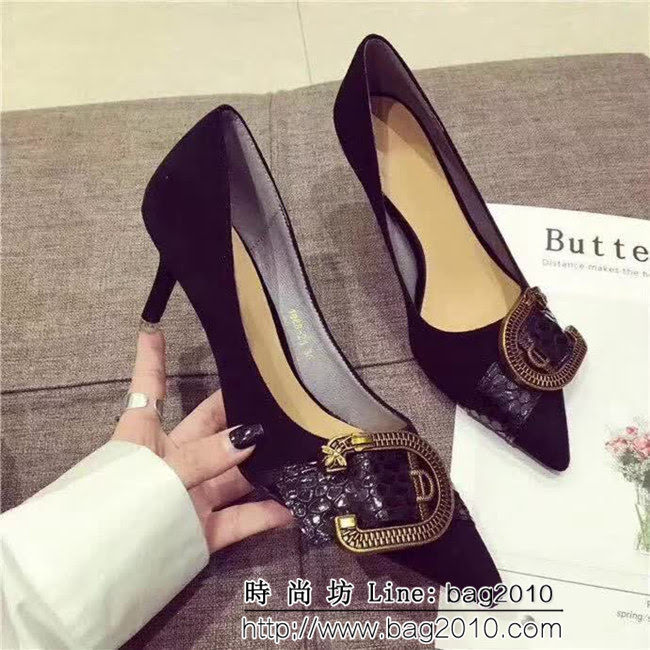 DIOR迪奧 頂級原單貨 2018秋冬新款 進口羊猄 高跟單鞋 QZS1433